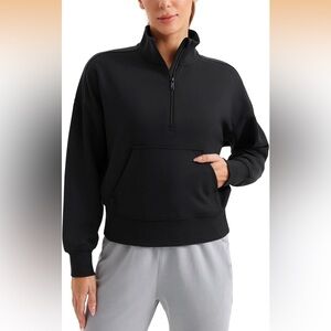 'Black Half-Zip Pullover Sweatshirt